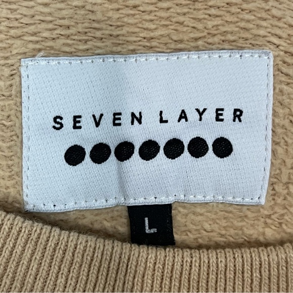 Seven Layer Tan Organic Cotton Fleece Crewneck L - Picture 3 of 7
